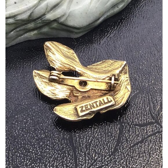 Vintage Zentall Gold-Tone Leaf Brooch Pin - Picture 4 of 4